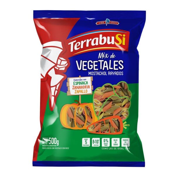 FIDEOS MOSTACHOL MIX VEGETALES 500G - BULTO X 15