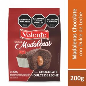 MAGDALENAS VALENTE CHOCO RELL. C/DDL 200G - BULTO X 14