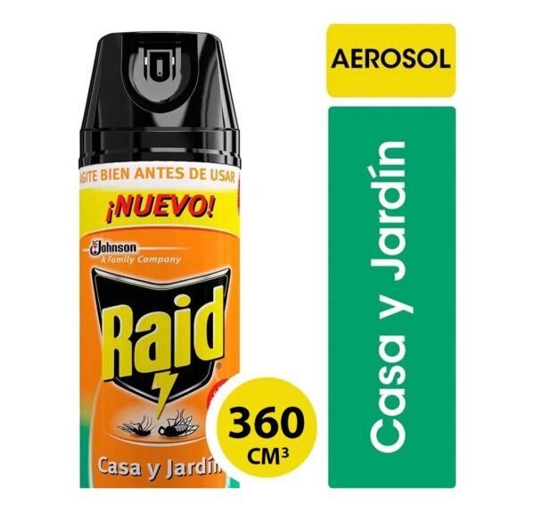 INSECTICIDA AERO RAID CASA Y JARDIN 360ML - BULTO X 12