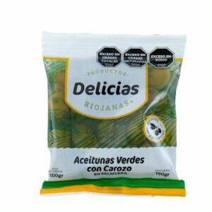 ACEITUNAS VERDES C/CAROZO DELICIAS RIOJANAS X 100G